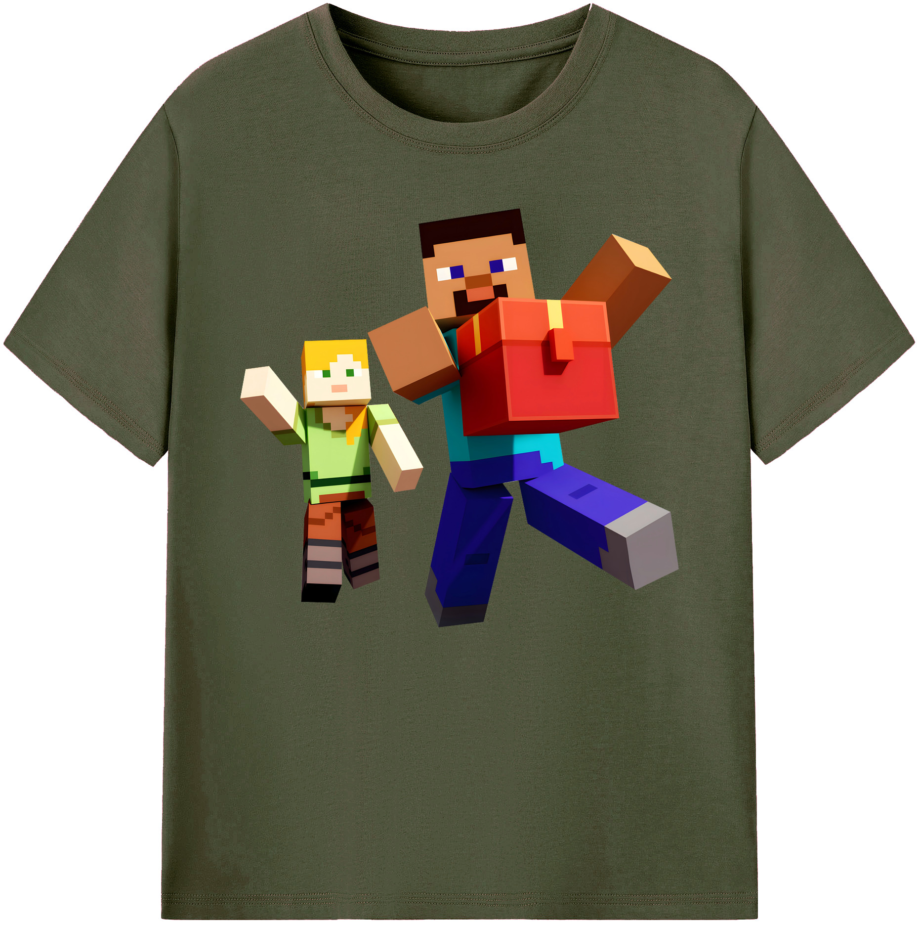 （画像用） マインクラフト ブロックの世界 Minecraft MC Block world 綿100％ メンズ半袖Tシャツ｜肌触りやわらか＆通気性